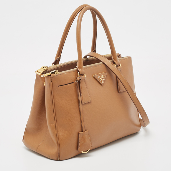 PRADA Brown Saffiano Lux Leather Small Double Zip Tote - Picture 3 of 8